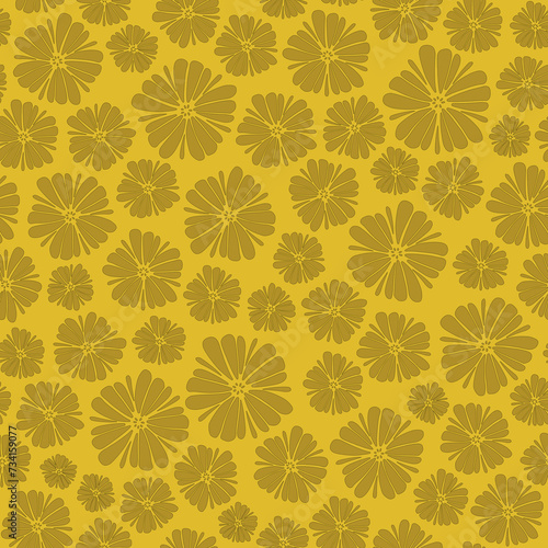 Yellow spring flowers | Seamless repeat pattern (ID: 734159077)