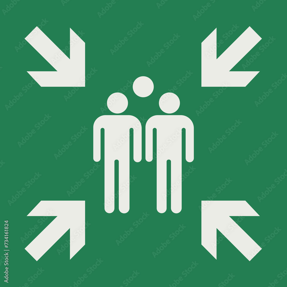 SAFETY CONDITION SIGN PICTOGRAM, EVACUATION MEETING POINT ISO 7010 – E007, PNG SAFETY CONDITION SIGN PICTOGRAM, EVACUATION MEETING POINT ISO 7010 – E007, PNG