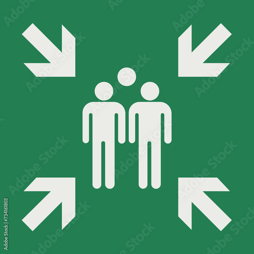 SAFETY CONDITION SIGN PICTOGRAM, EVACUATION MEETING POINT ISO 7010 – E007