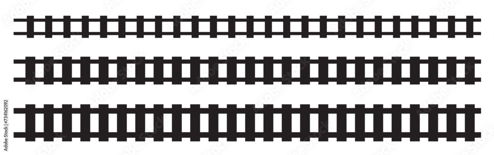 Railway Line, Rails Symbol, Train Tracks Sign, Railroad Pictogram, Railway Track Silhouette