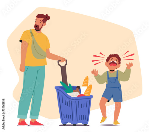 In The Crowded Store, A Child Piercing Screams Echoed, A Tantrum Unfolded. The Father, Wearied And Saddened