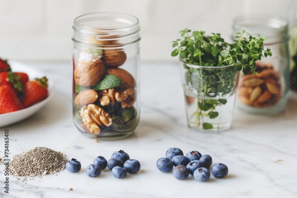 Healthy Snack Options with Nuts, Seeds, and Fresh Berries Healthy Snack Options with Nuts, Seeds, and Fresh Berries