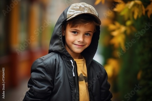 Portrait of a cute little boy in autumn park, outdoor shot © Loli