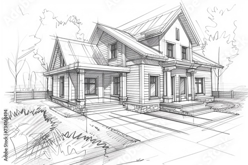 Architect drawing a sketch for a new house