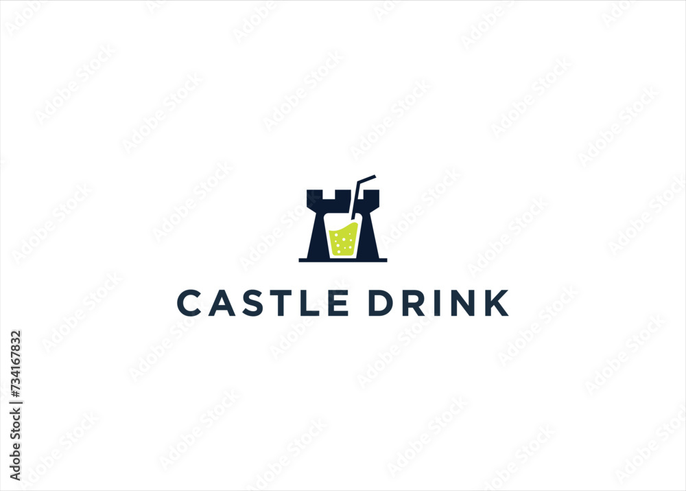 Castle with Glass Juice Drink logo template vector illustration Castle with Glass Juice Drink logo template vector illustration
