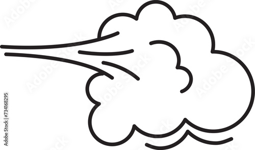 Fart cloud vector line icon, smoke poof doodle, comic breath, air, steam puff, dust or flatulence, cartoon smell pop, funny gas outline design. Editable stroke. Aroma simple illustration