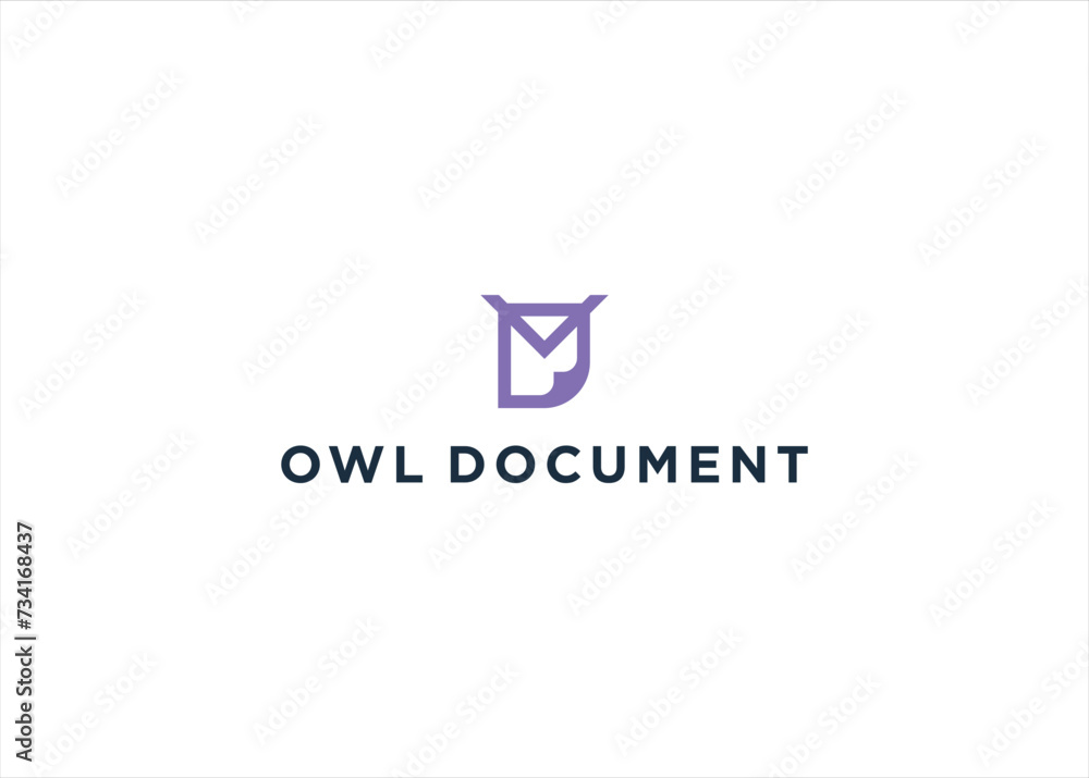 Naklejka premium Head Owl and Document logo design vector inspiration 