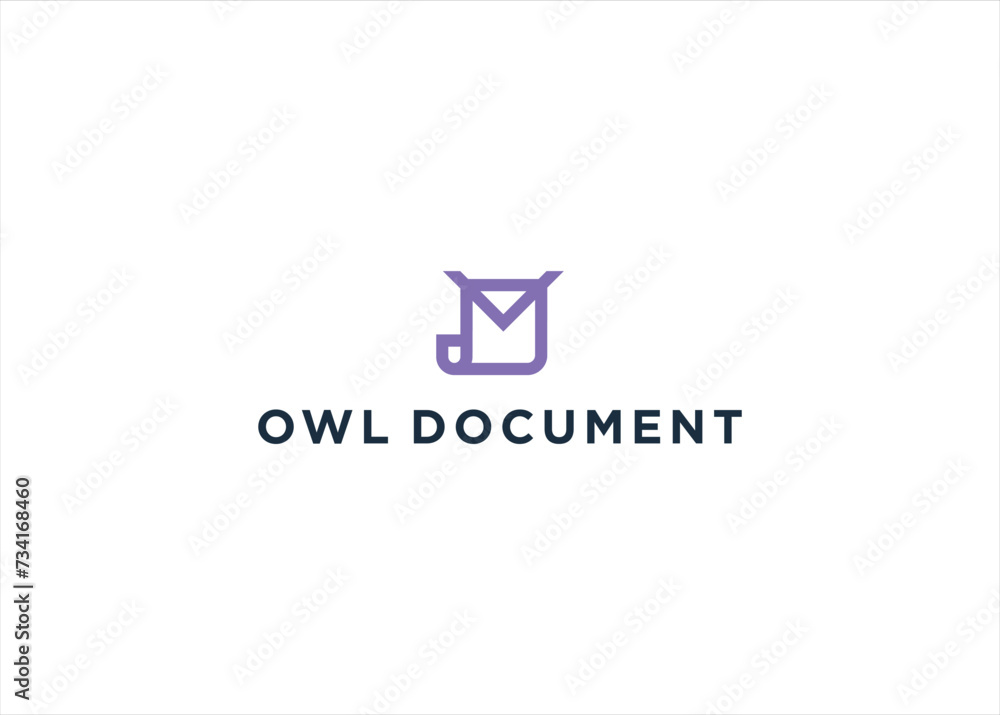 Head Owl and Document logo design vector inspiration Head Owl and Document logo design vector inspiration