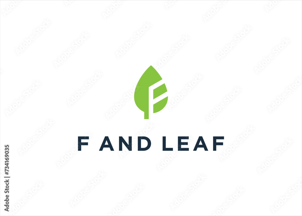 Fototapeta premium Initial letter F with Green Leaf logo design vector template