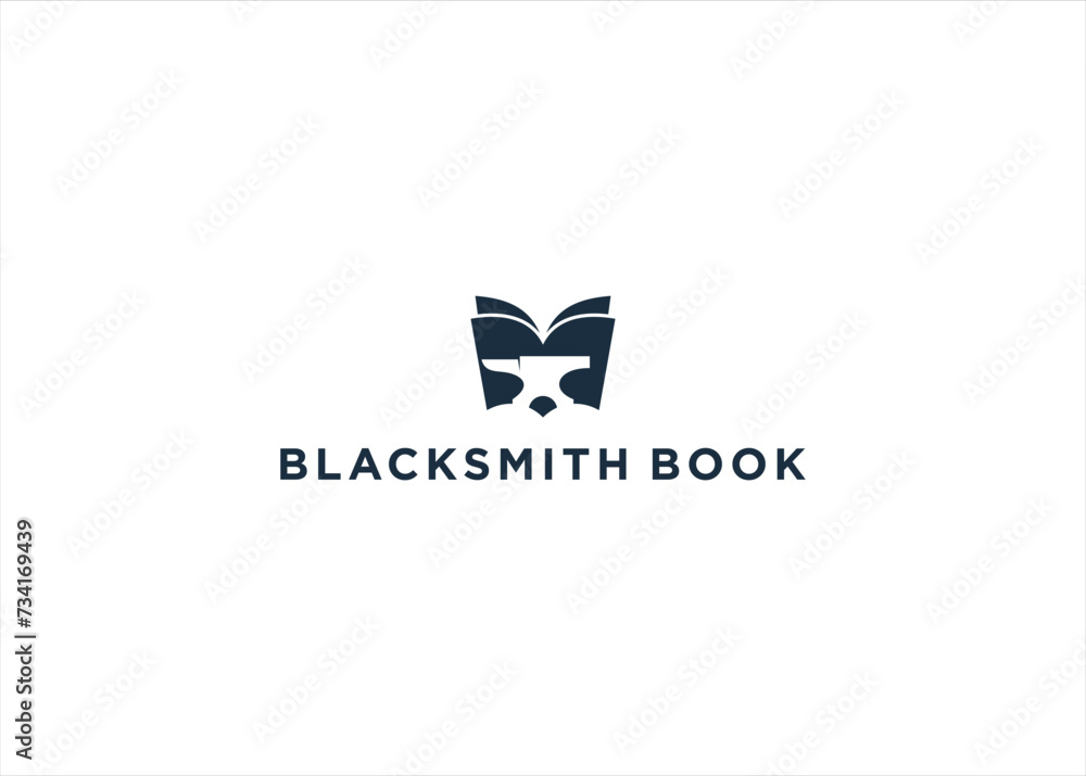 Book education with Blacksmith Forge vector logo design illustration Book education with Blacksmith Forge vector logo design illustration