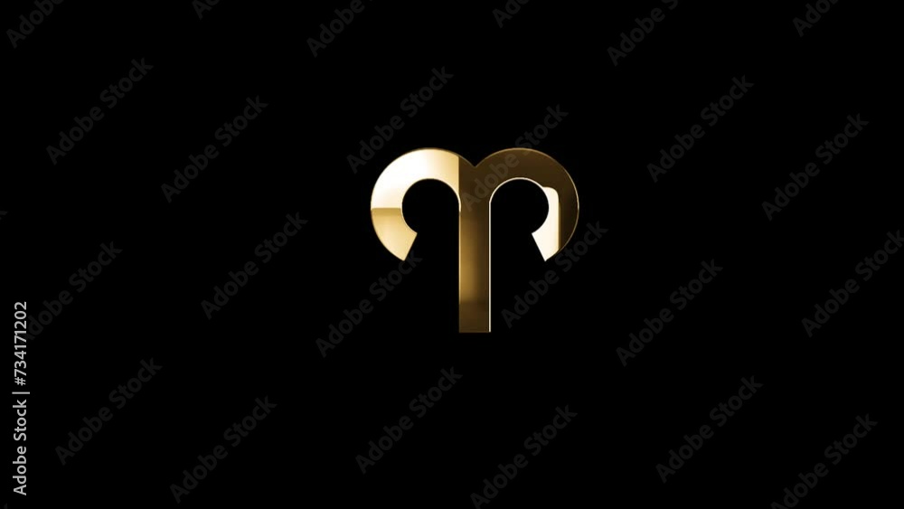 Golden Aries zodiac sign with particles and alpha channel, astrology Golden Aries zodiac sign with particles and alpha channel, astrology