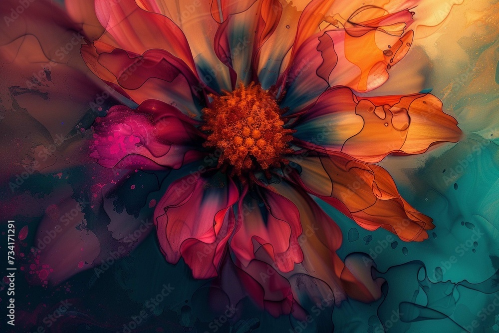 Colorful abstract flower art