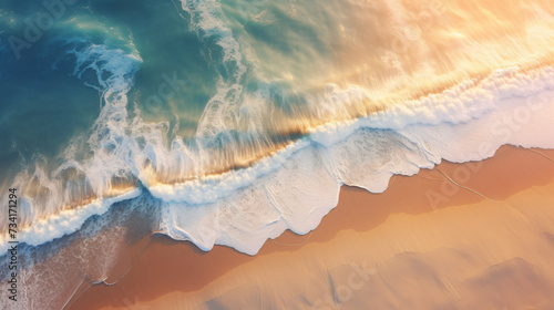 Aerial view of transparent blue sea with waves