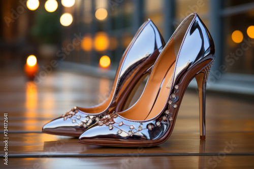 Luxurious Evening Wear: High Heels with Crystal Embellishments