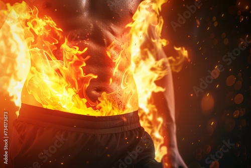 burning human body fat for good health concept photo