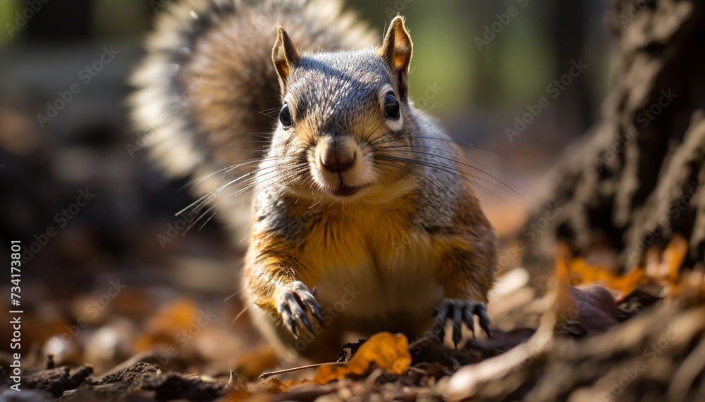 Cute small mammal sitting on grass, looking at you generated by AI Cute small mammal sitting on grass, looking at you generated by AI