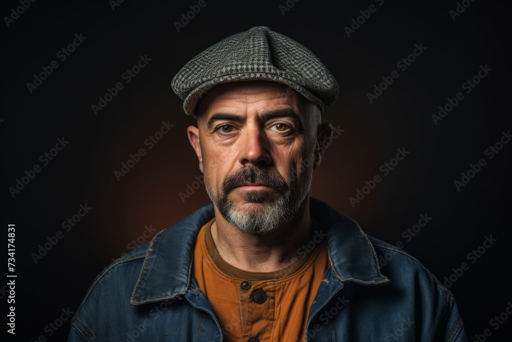 Portrait of a senior man with a gray beard and a cap Portrait of a senior man with a gray beard and a cap