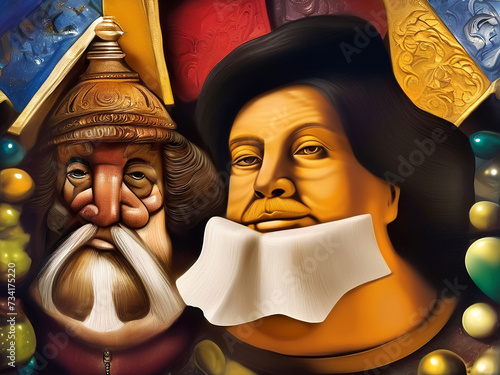 portrait of artists with sculptures 