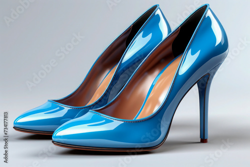 Sleek Azure Blue Patent Leather Heels