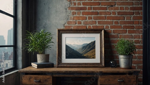 Landscape picture frame mockup Industrial style