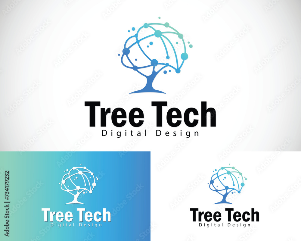 digital tree logo creative network connect design concept pixel brain digital tree logo creative network connect design concept pixel brain