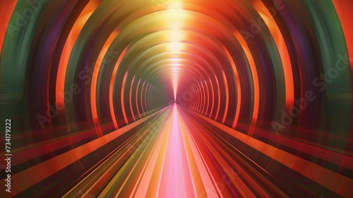A colorful tunnel with a light at the end of it