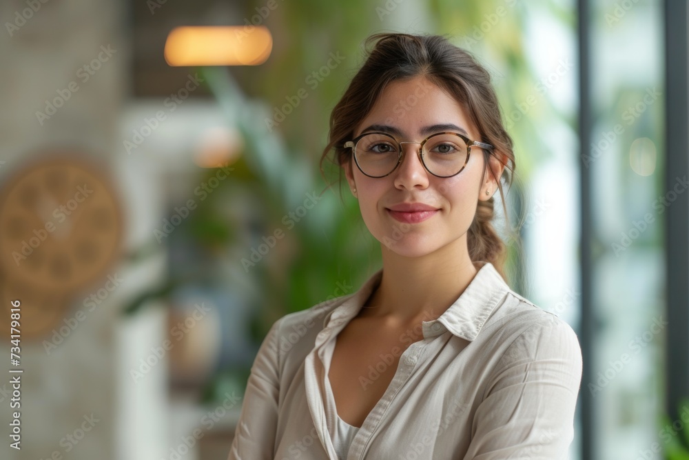 Modern Latina Businesswoman in Office Modern Latina Businesswoman in Office