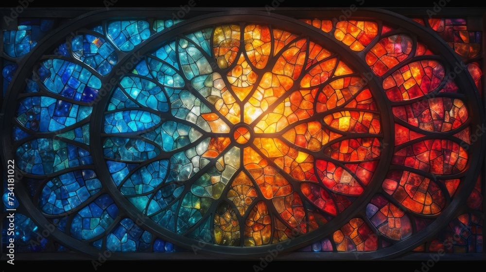 Fototapeta premium Stained glass window background with colorful abstract.