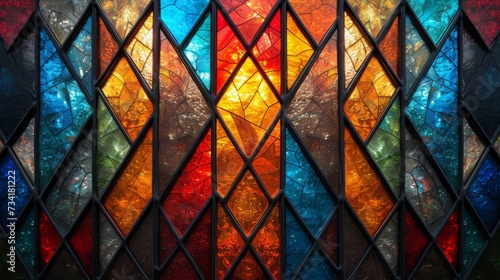 Stained glass window background with colorful abstract. photo