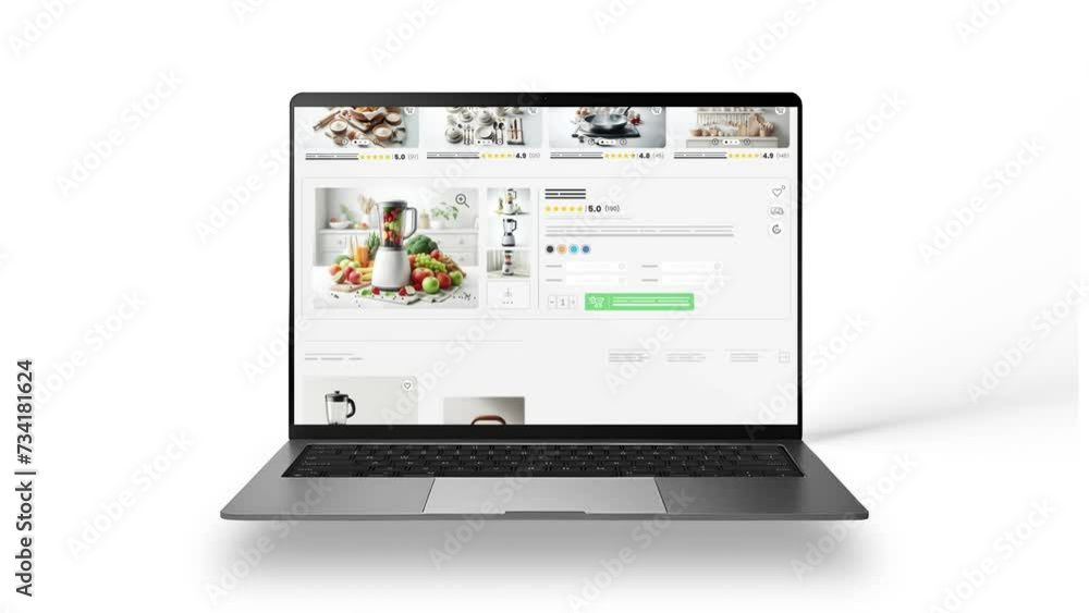 Technological devices, electronic and kitchen products website animation. E-commerce and shopping products. Sales show of costume. Laptop mockup Technological devices, electronic and kitchen products website animation. E-commerce and shopping products. Sales show of costume. Laptop mockup