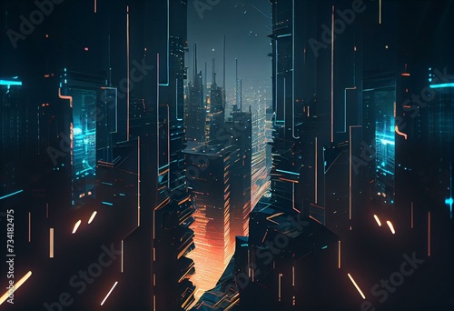 Abstract futuristic cityspace technology connect background concept generative ai photo