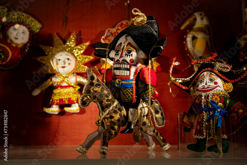 Antique toys - characters from fairy tales. Nutcracker on horseback. © Lansk