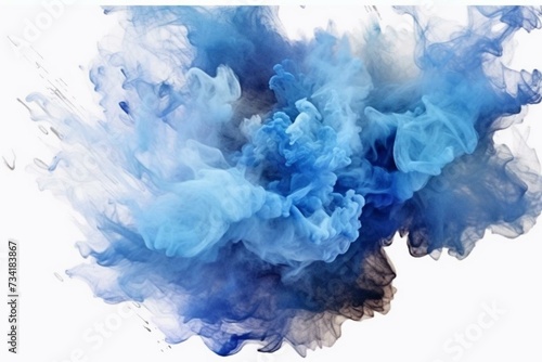 Blue watercolor on a transparent background. Generative AI