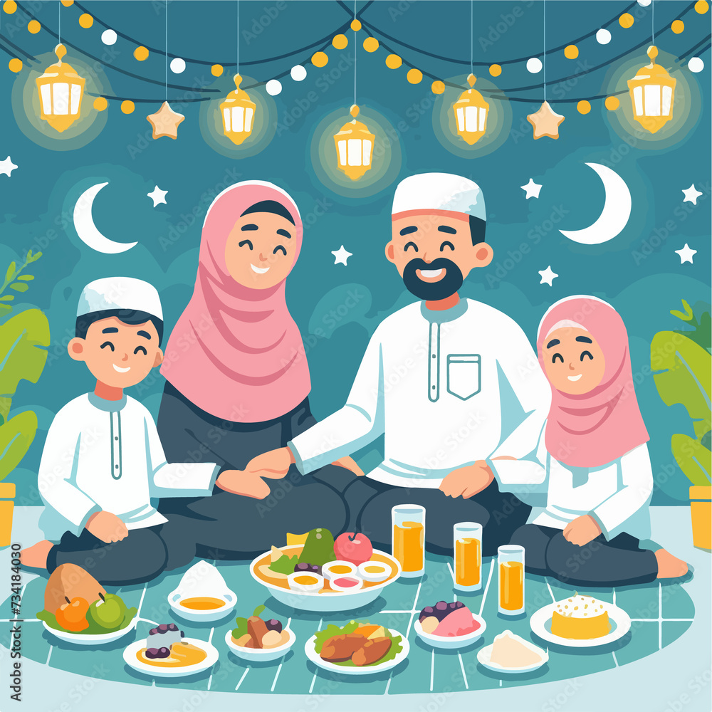 illustration of family in ramadan illustration of family in ramadan
