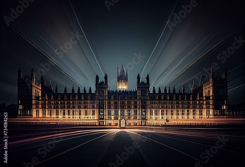 long exposure of The Palace of Westminster London, generative ai photo