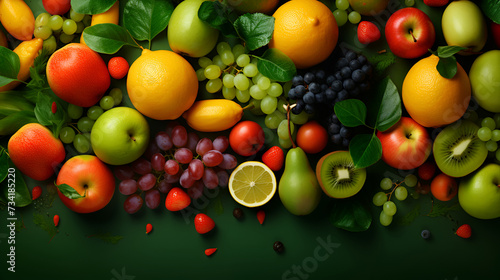 fresh fruits and vegetables background generated AI