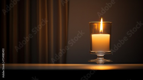 flame candle in holder photo