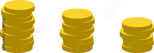 Stack of Gold Coins Icon or Cryptocurrency Token Icon Set. Vector Image.