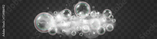 Air bubbles.Soap foam vector illustration on a transparent background.	

