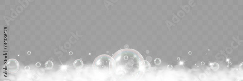 Air bubbles.Soap foam vector illustration on a transparent background.	

