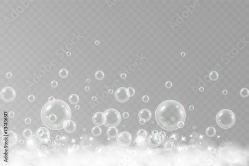 Air bubbles.Soap foam vector illustration on a transparent background.	

