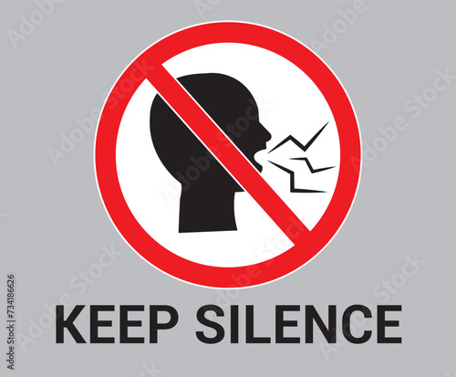 Keep Silence symbol sign. label. banner icon vector illustration.