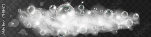 Air bubbles.Soap foam vector illustration on a transparent background.	

