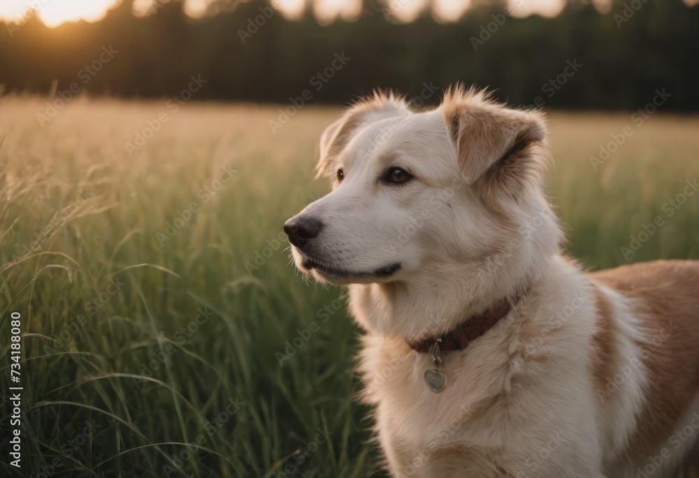 portrait of dog among the grasses