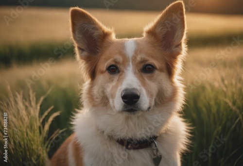 portrait of dog among the grasses