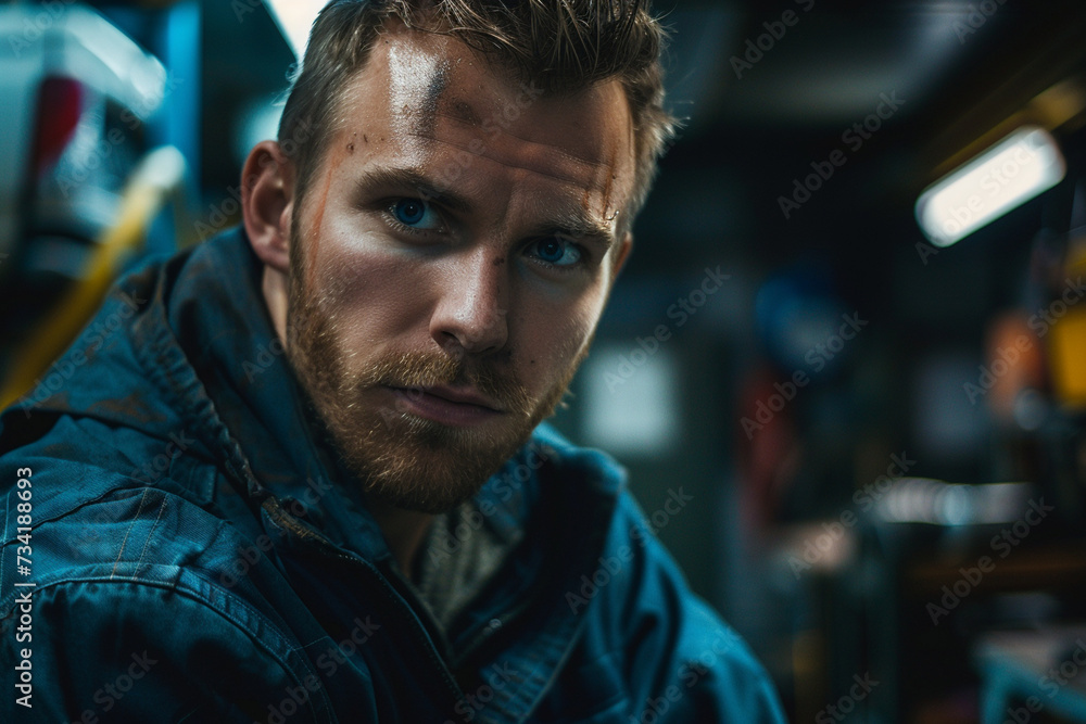 Charismatic mechanic, exuding confidence, adeptly fixes cars. Charismatic mechanic, exuding confidence, adeptly fixes cars.