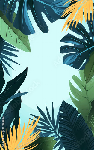 Tropic pattern. tropical background in simple minimal flat style with monstera leaves jungle plant