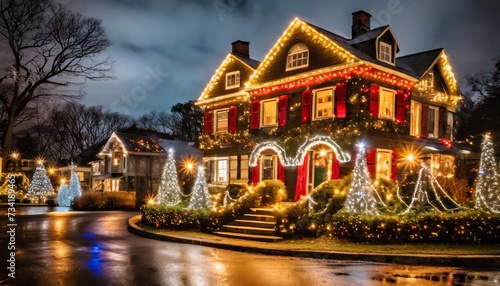 christmas lights display house jamaica estates ny photo