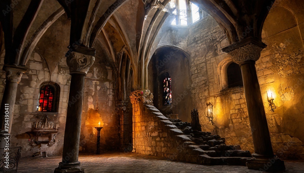 inside a creepy old castle
