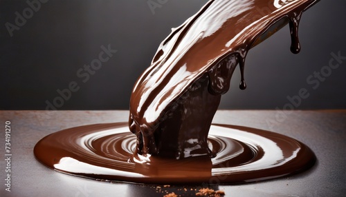 melted dark chocolate flow photo